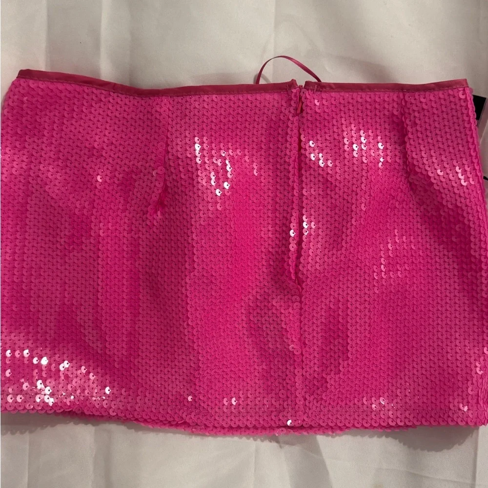 MISCREANTS happier pink sequin embellished mini skirt